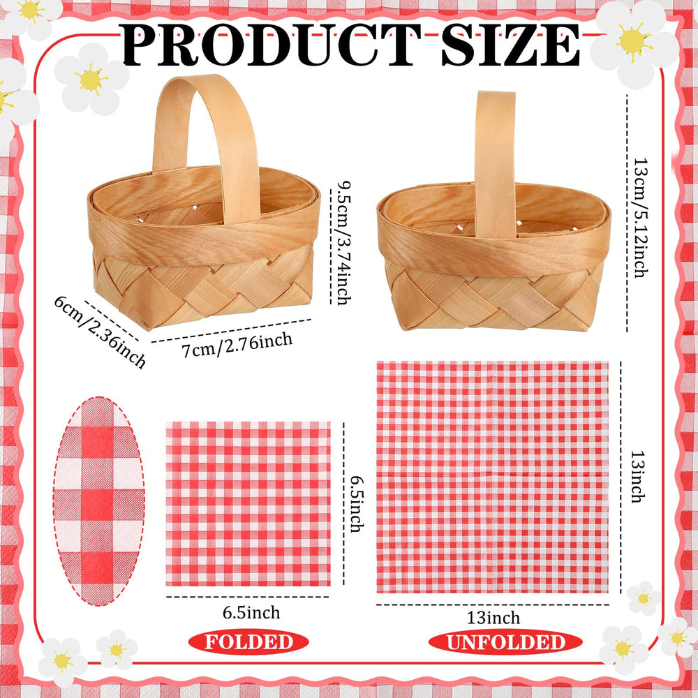 Geelin basket with red and white gingham napkin inside, adds classic style