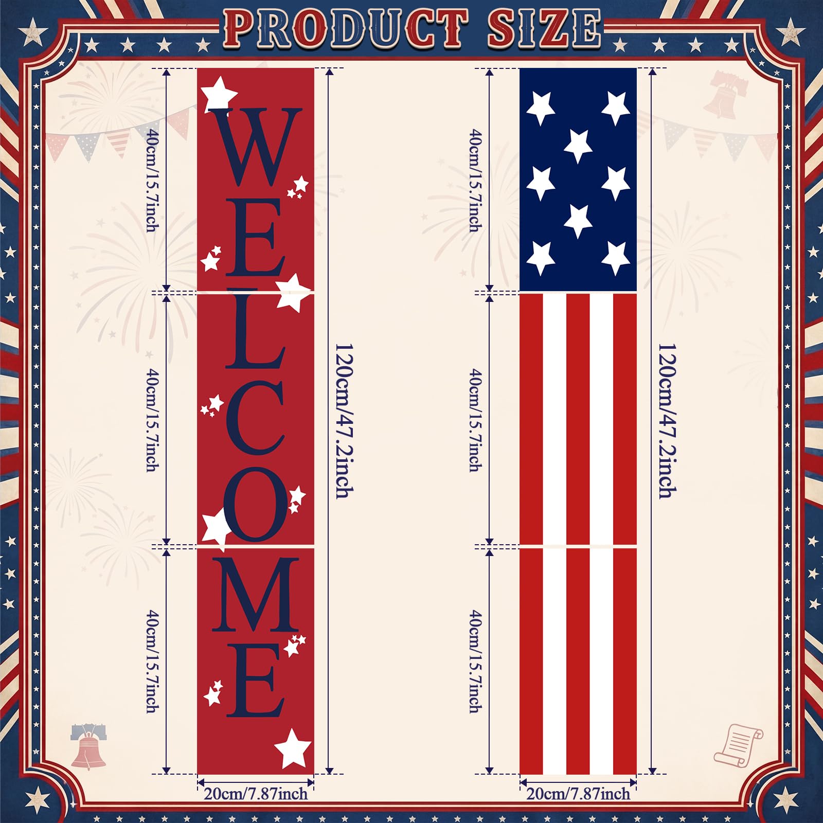 Geelin porch sign in use on porch creating festive Fourth of July atmosphere