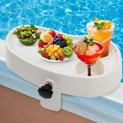 Geelin tray front view showing full shelf and organized items, improving convenience