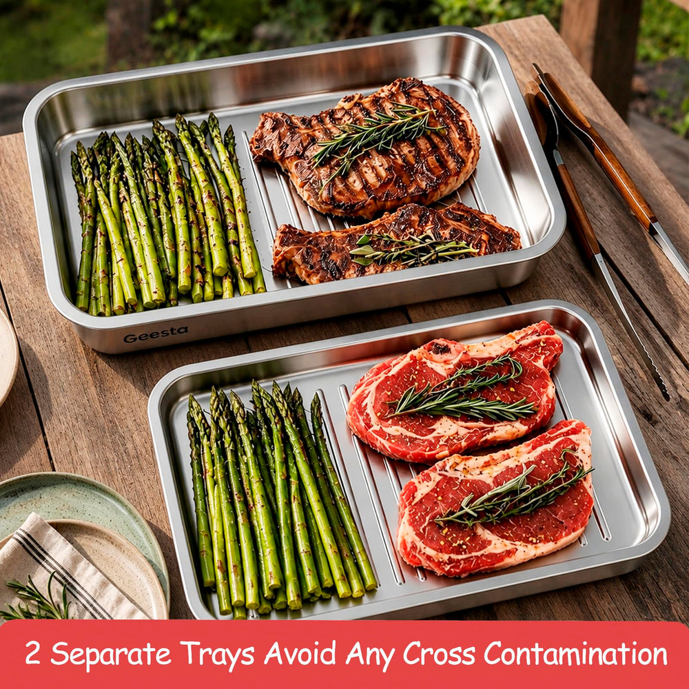 Geesta deep tray with marinated ribs demonstrating high-capacity prep