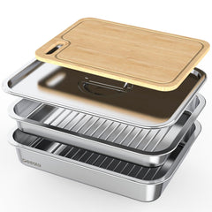 Geesta front view of full tray set showing organized prep and serve convenience