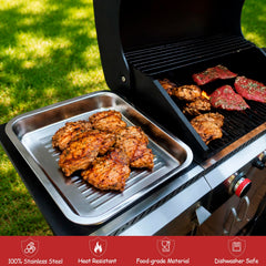 Geesta shallow tray serving steak showcasing hygienic cooked-food separation