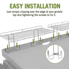 Geesta warming rack folded for storage showing compact design for easy put-away