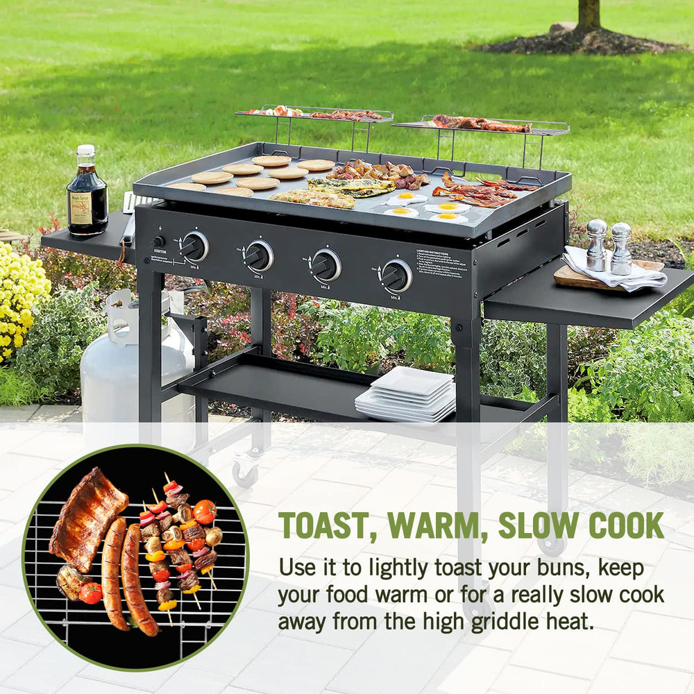 Geesta warming rack next to ruler showing approximate 16.7-inch width for fit confirmation