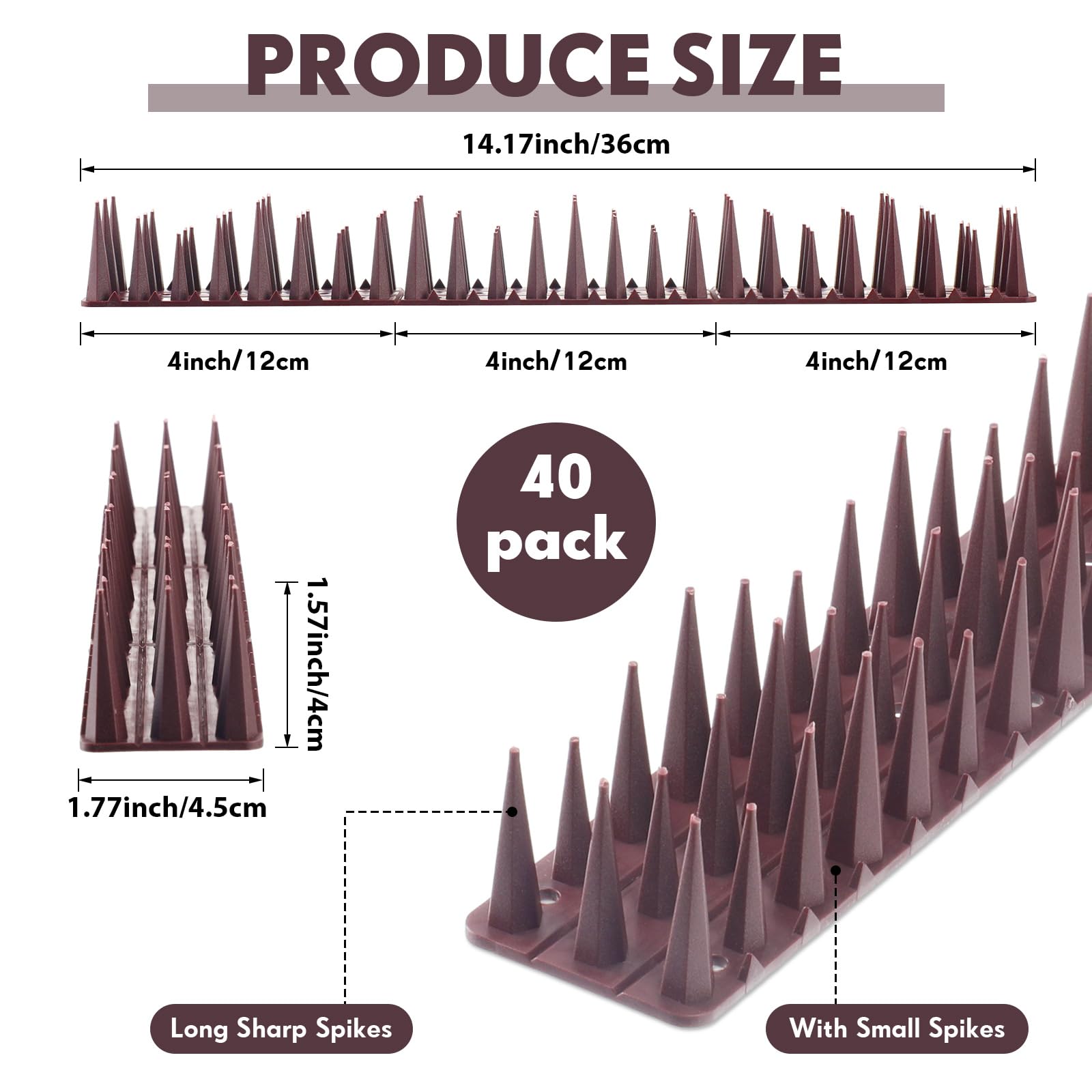 Geetery close-up of spike tips showing humane rounded design benefit