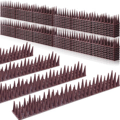 Geetery front view of brown bird spikes pack protecting ledges