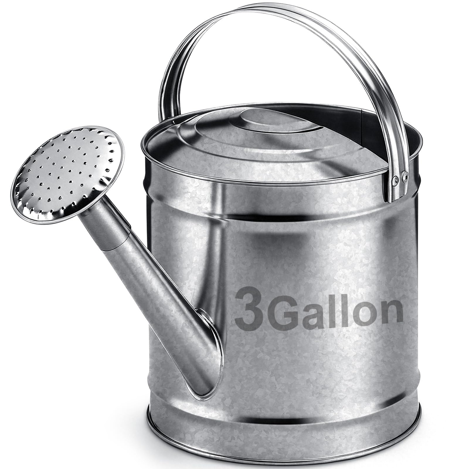 Geetery front view of galvanized watering can showing vintage style and durability