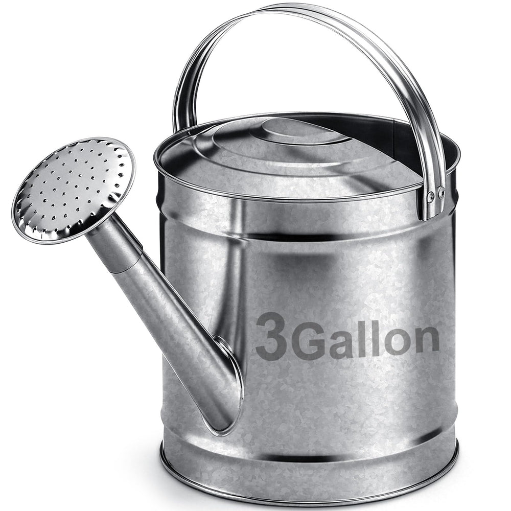 Geetery front view of galvanized watering can showing vintage style and durability