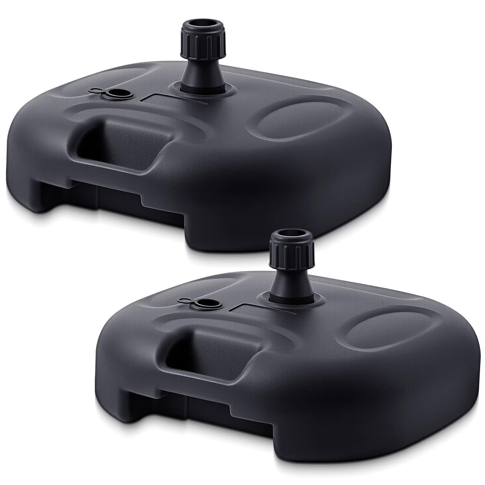 Geetery front view of black square base showing stable footprint and sleek finish