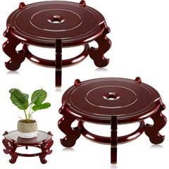 Geetery front view wooden plant stand shows elegant display and height benefit