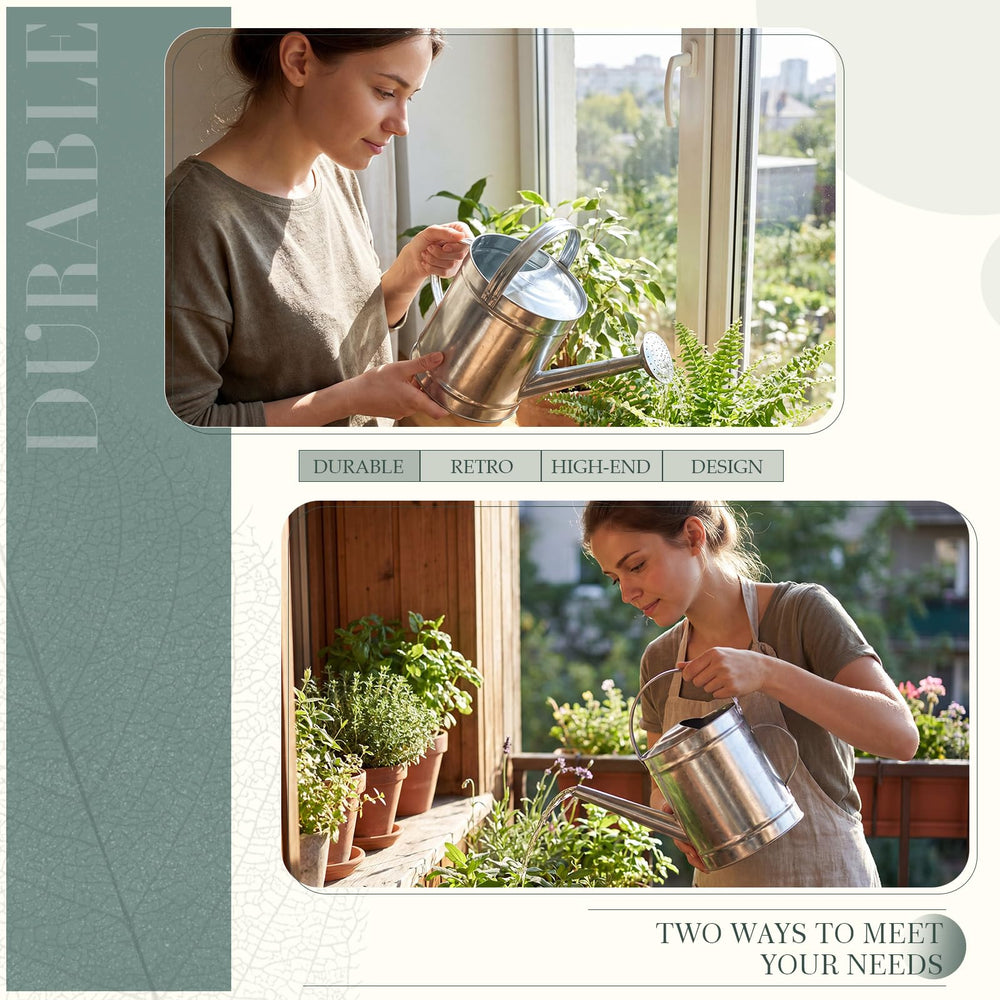 Geetery watering can in use watering hanging baskets for even gentle coverage
