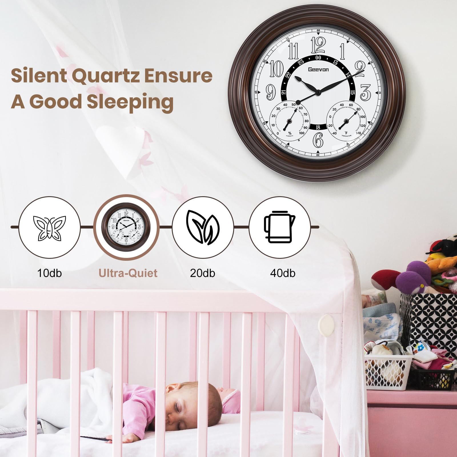 Geevon illuminated clock at night with warm backlight for visibility