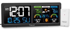 Geevon front display showing time, temp and humidity for quick readings