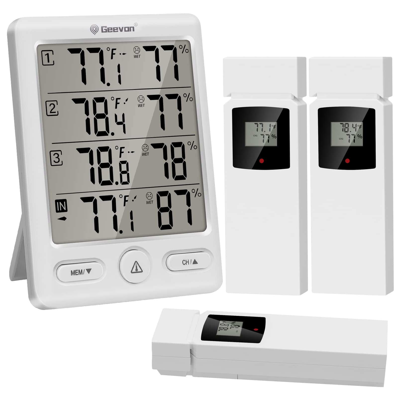 Geevon base and sensor on bedside table helping monitor bedroom comfort