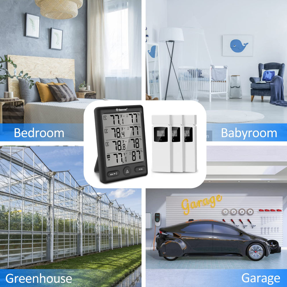 Geevon device on kitchen windowsill helping track indoor comfort and food storage