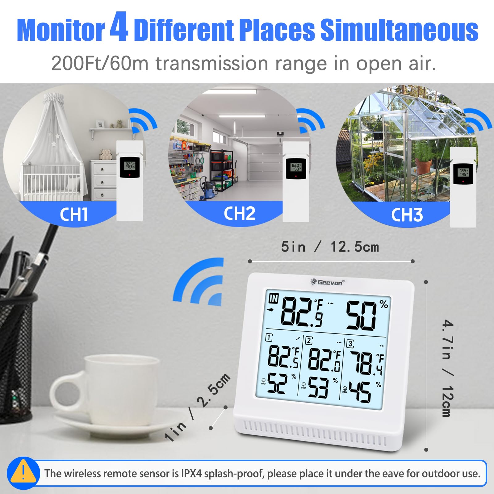 Geevon remote sensor mounted outdoors showing protected placement benefits