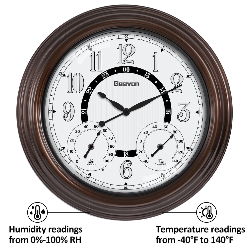 Geevon thermometer and hygrometer dials showing quick climate info