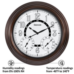 Geevon thermometer and hygrometer dials showing quick climate info