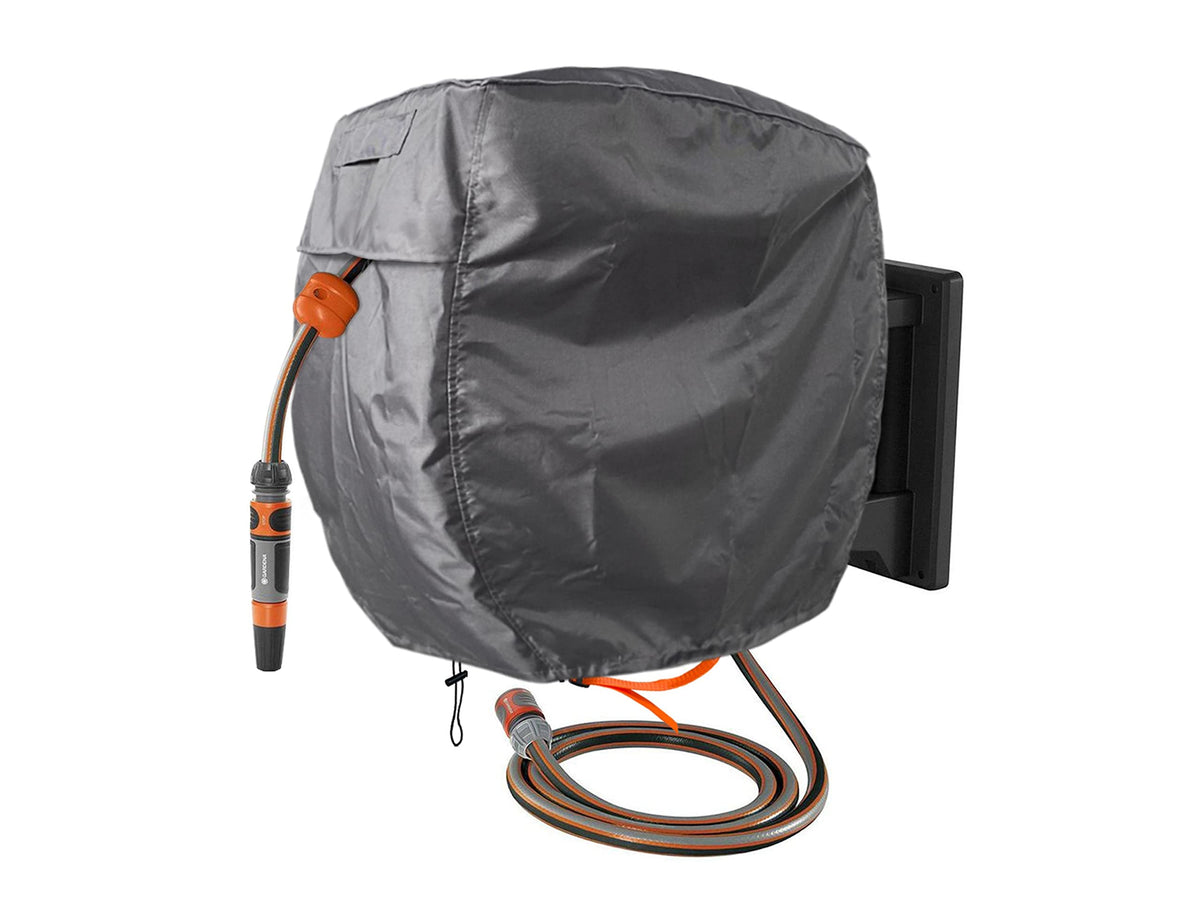 GEHENG front view cover on hose reel showing full protection and tidy appearance