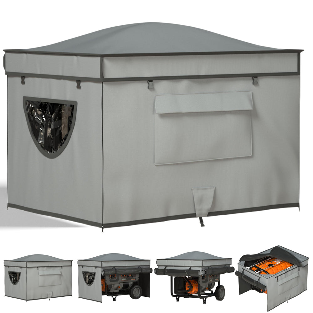 GEHENG front view showing full tent cover protecting generator from weather
