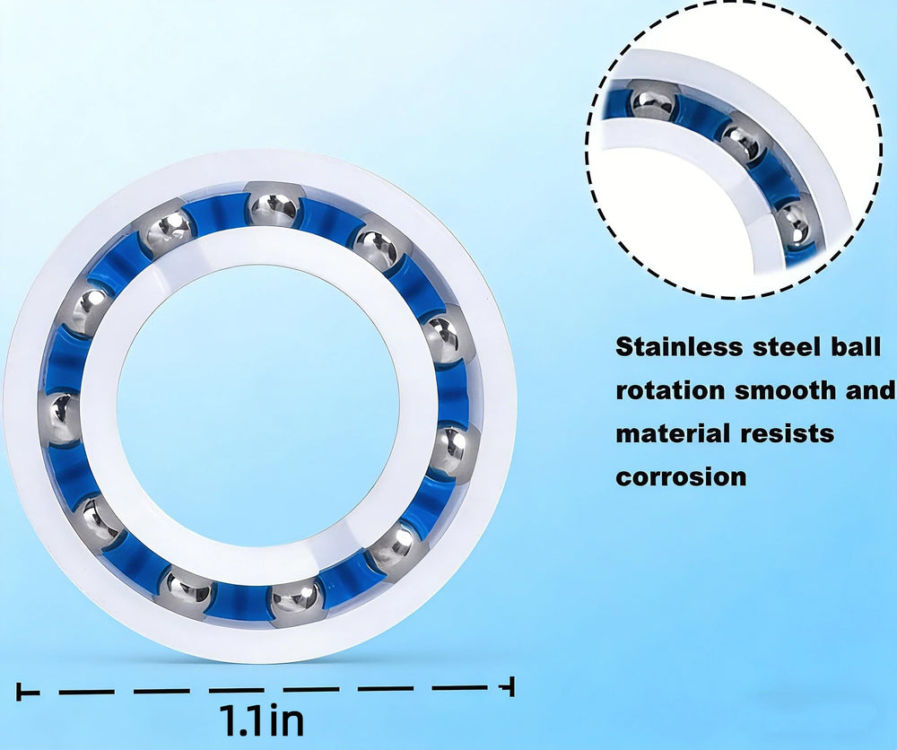 Gekufa C60 wheel bearing detail illustrating stainless steel construction for smoother rotation