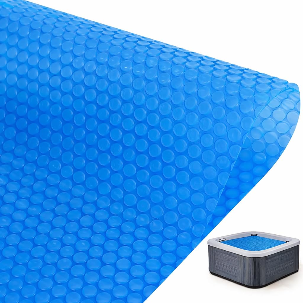 Gekufa front view of 8x8 ft solar hot tub cover showing full float and protection