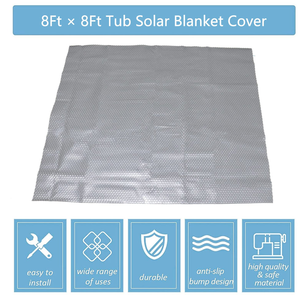 Gekufa blanket floating on spa demonstrating heat retention benefit
