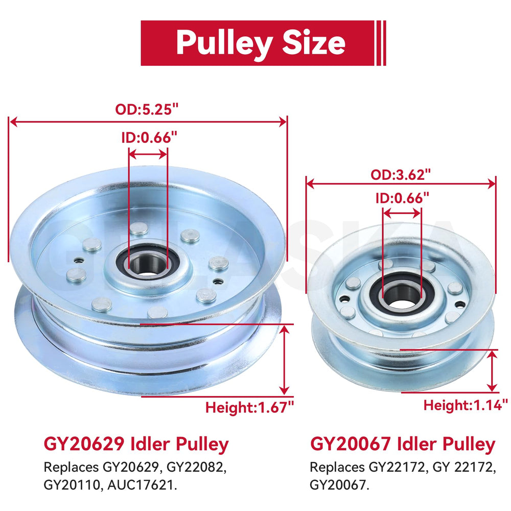 GELASKA GY20629 top view showing larger pulley helping restore correct belt routing