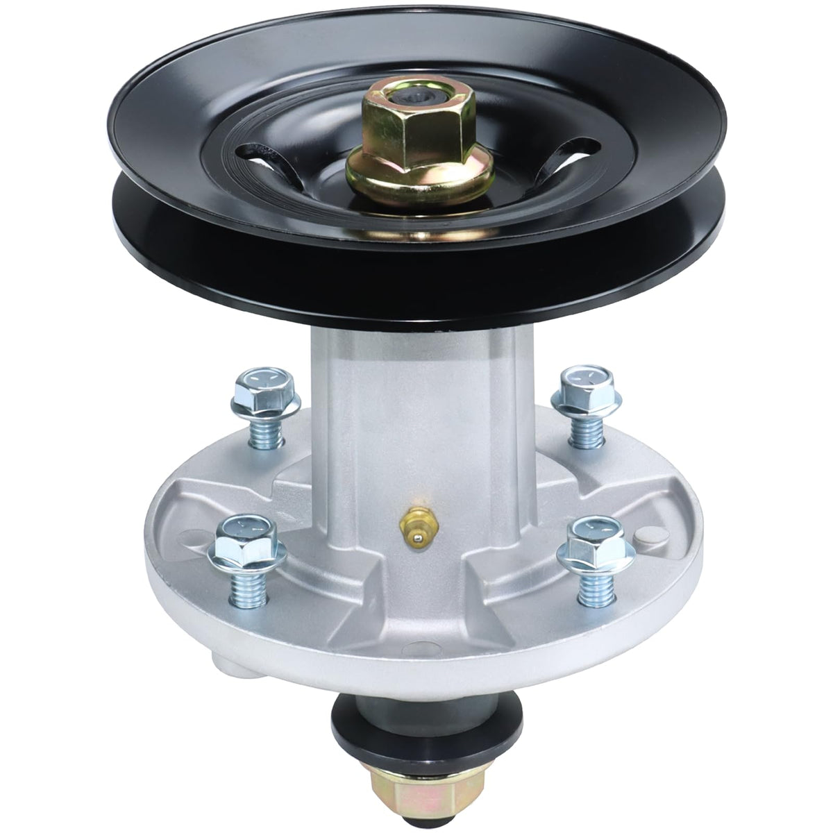 GELASKA front spindle assembly showing mounting points and fitment benefit