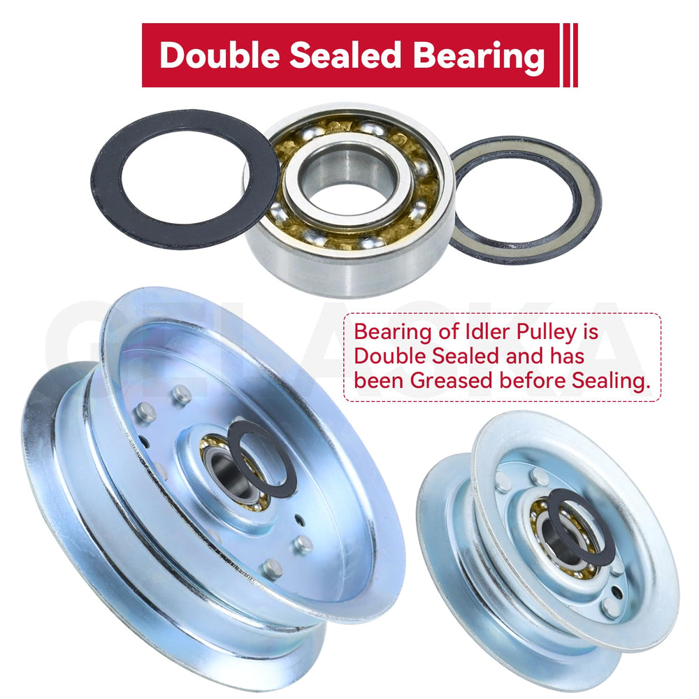 GELASKA three M10 flanged nylon lock nuts and pulleys laid out for easier installation