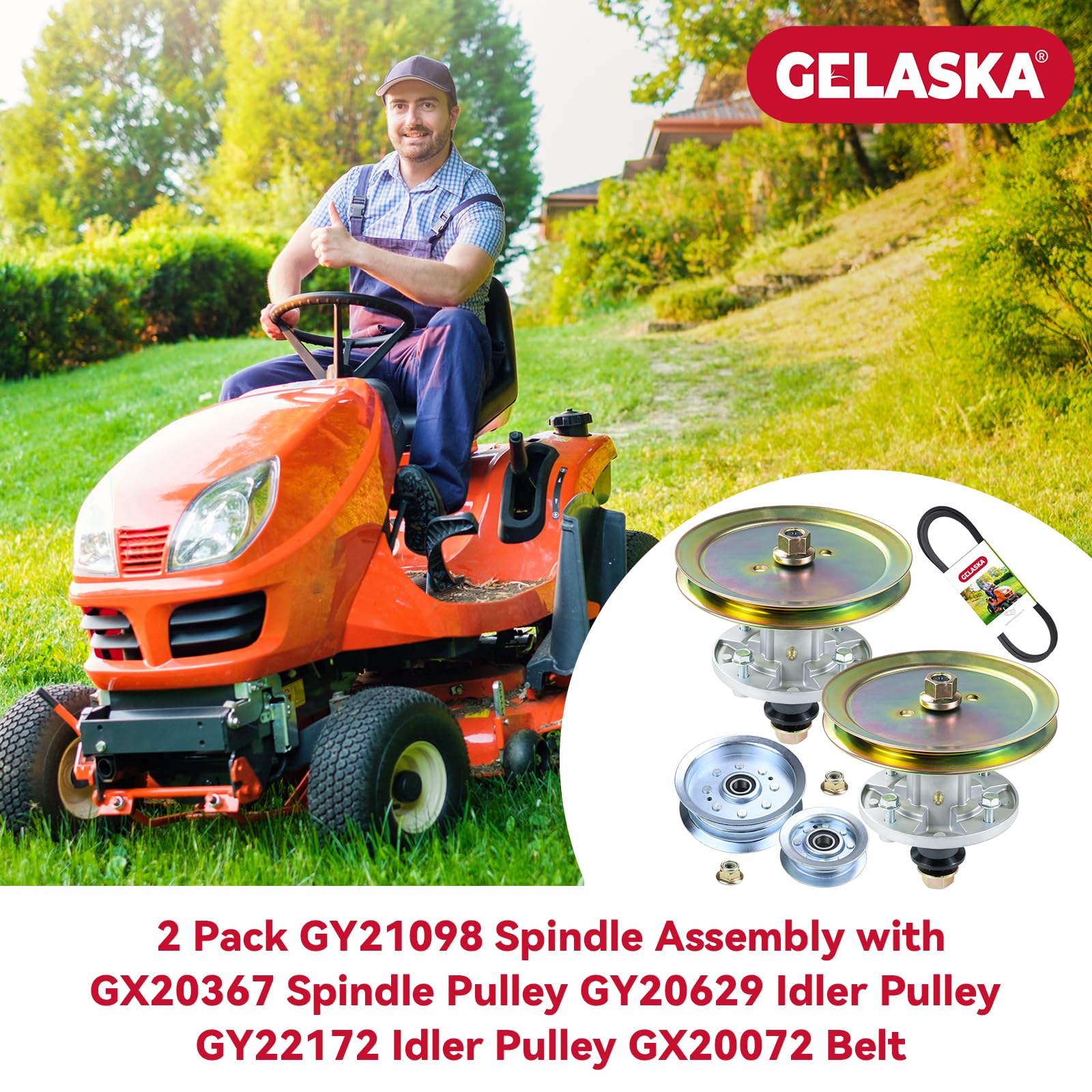 GELASKA close-up of GX20367 spindle pulley with precise dimension detail