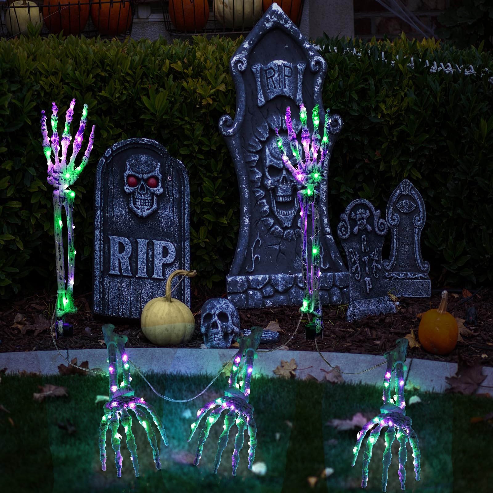 Gemce skeleton arm close-up on 150 LEDs highlighting bright waterproof lighting