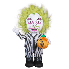 Gemmy Beetlejuice front view on porch showing character and playful welcome