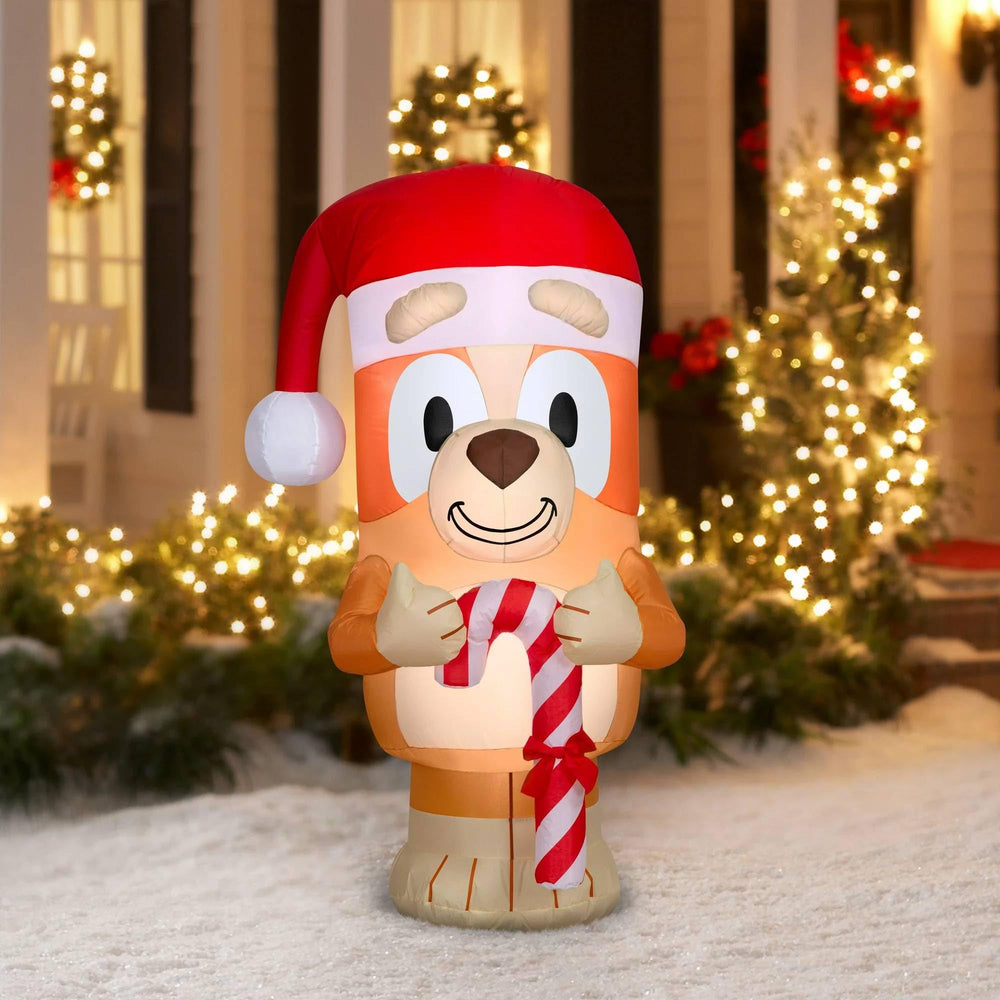 Gemmy Bluey Bingo front view showing full 5ft inflatable and festive design for instant curb appeal