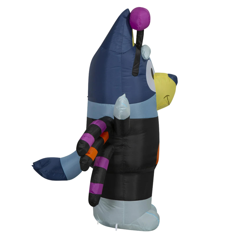 Gemmy Bluey illuminated at night for bright, attention-grabbing yard display