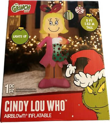 Gemmy Cindy front view in pink dress showcasing festive curb appeal