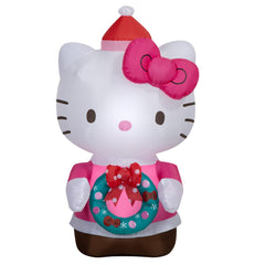 Gemmy Hello Kitty front view shows festive outfit and cheerful presence