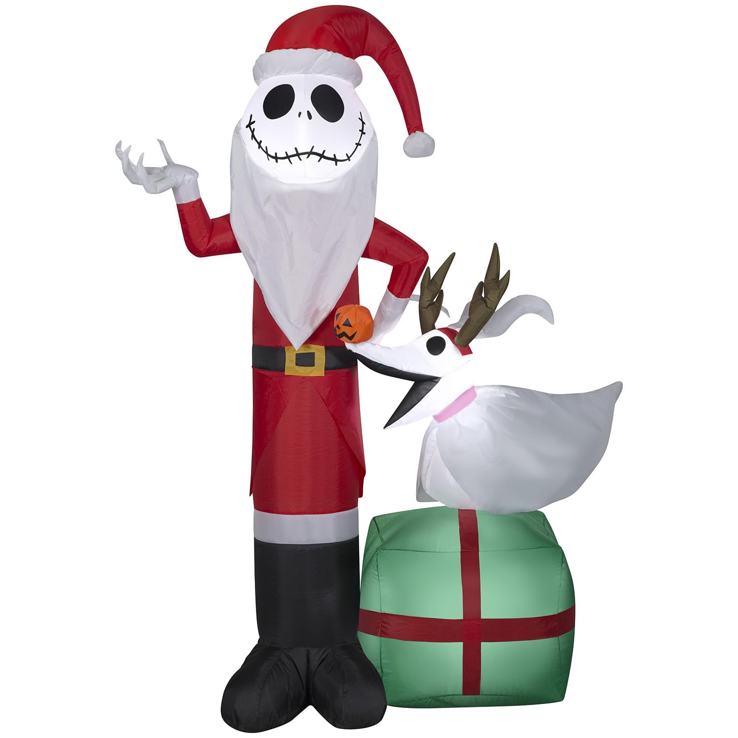 Gemmy front view of Jack Skellington inflatable showing LED glow and welcoming presence