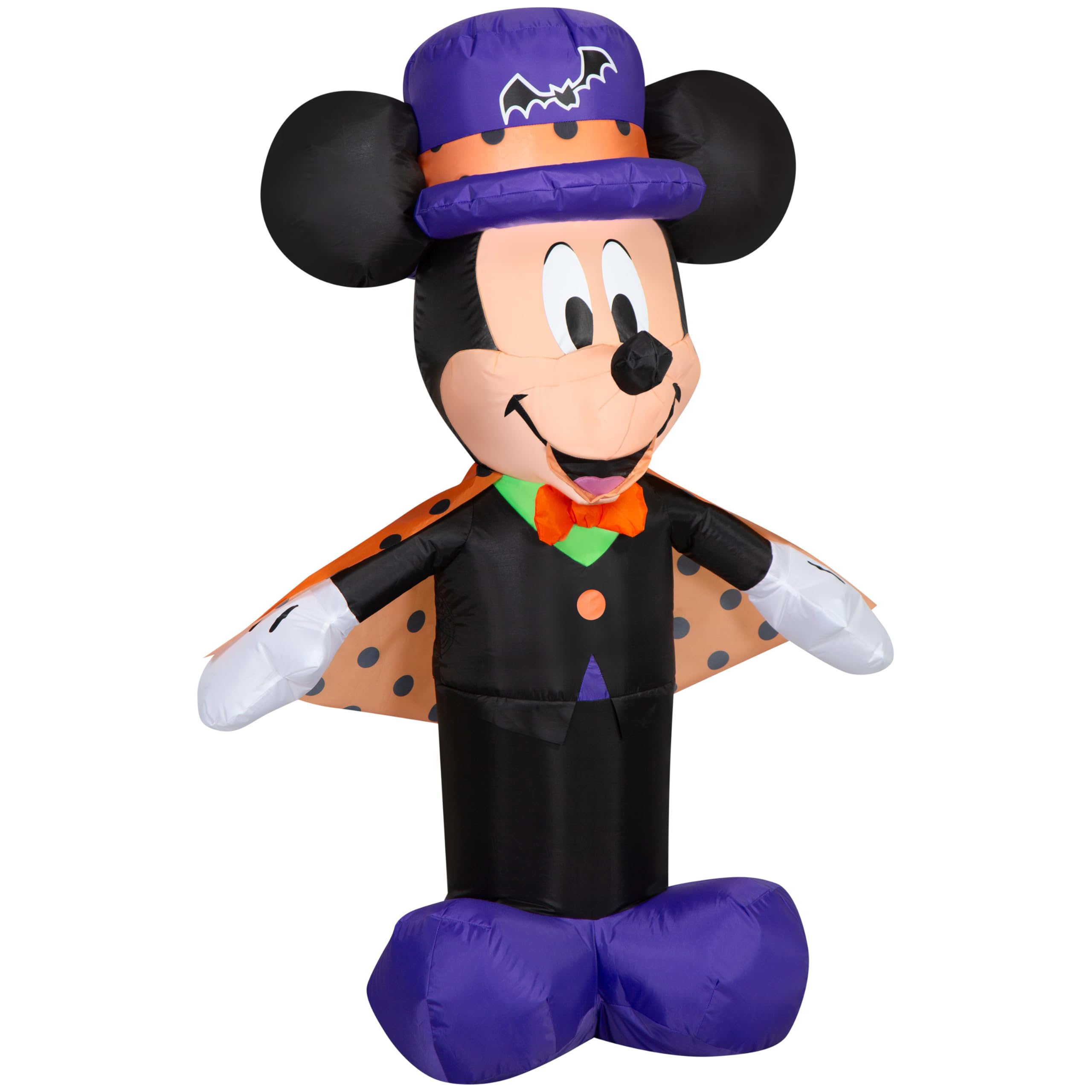 Gemmy Mickey Mouse front view in orange polka-dot vampire costume showing festive curb appeal