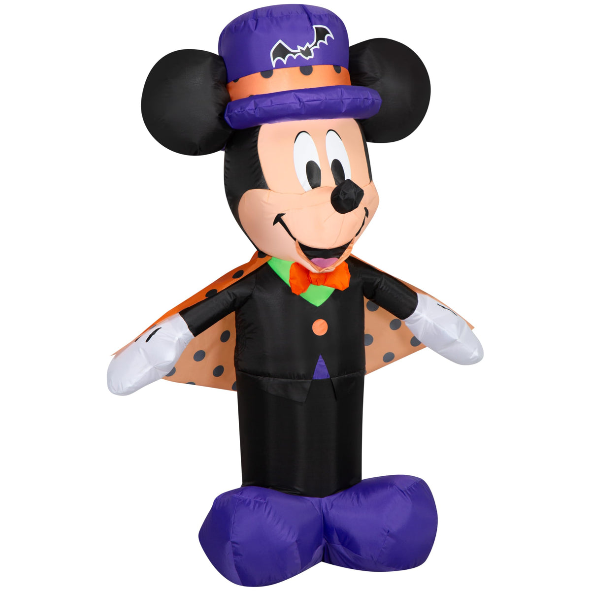 Gemmy Mickey Mouse front view in orange polka-dot vampire costume showing festive curb appeal