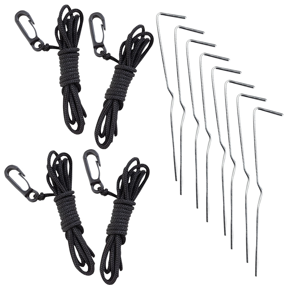 Gemmy fan, stakes, and rope laid out showing quick assembly and secure anchoring