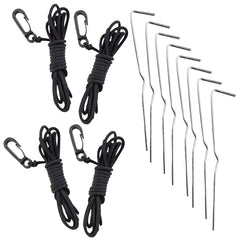 Gemmy fan, stakes, and rope laid out showing quick assembly and secure anchoring