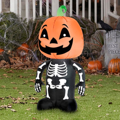 Gemmy close-up of pumpkin head highlights LED glow and carved-face detail for visibility