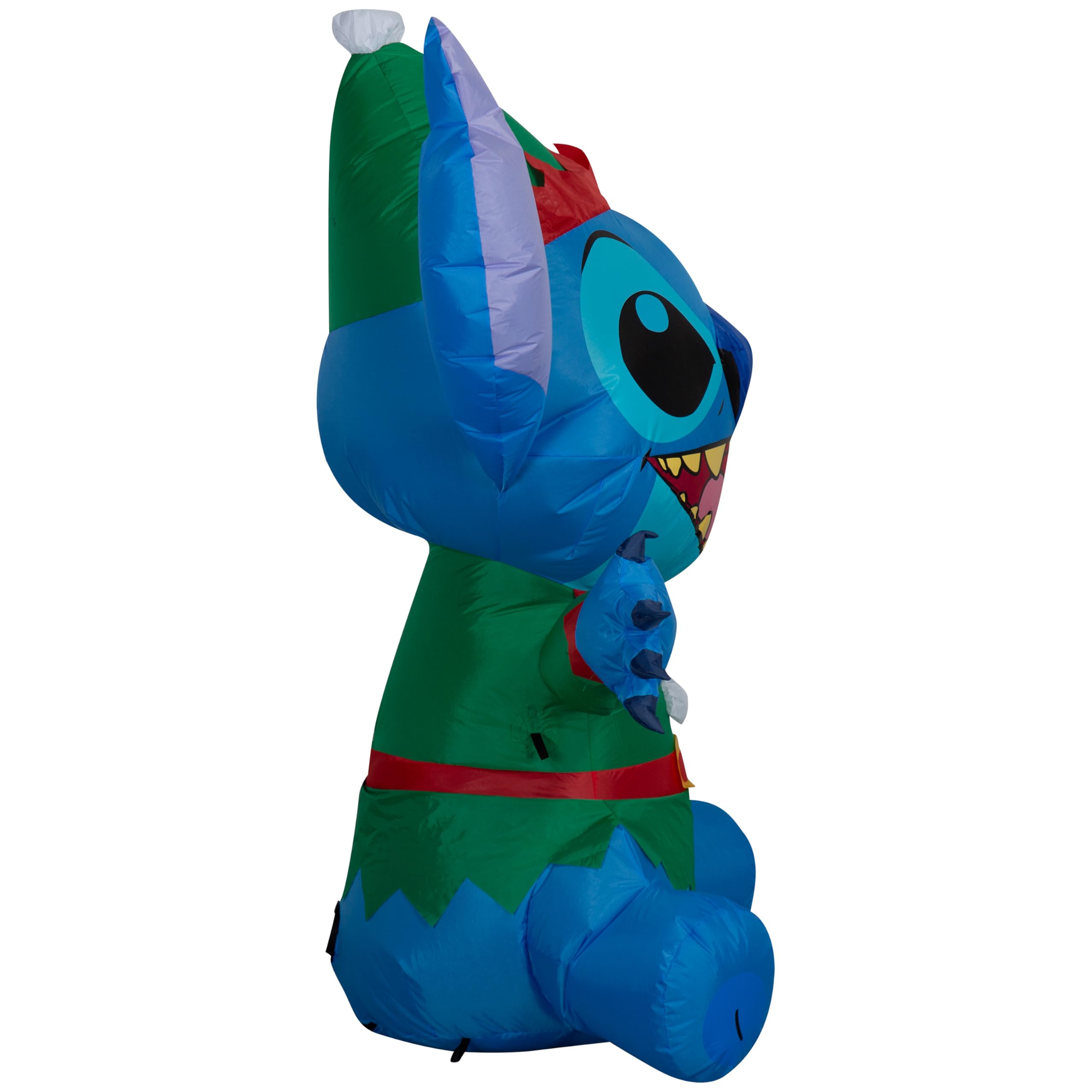 Gemmy Stitch illuminated at night with LED lights, bright and visible yard accent