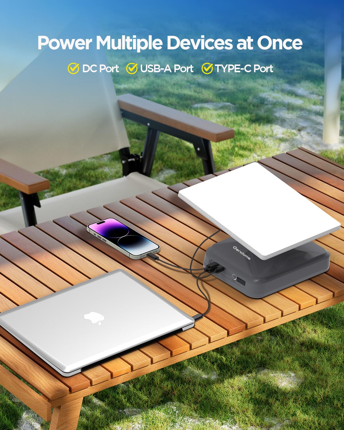 GENDOME StarGrid powering Starlink Mini at campsite, reliable off-grid connectivity