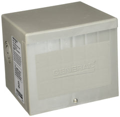 Generac 6338 front view on exterior wall showing inlet for secure generator hookup