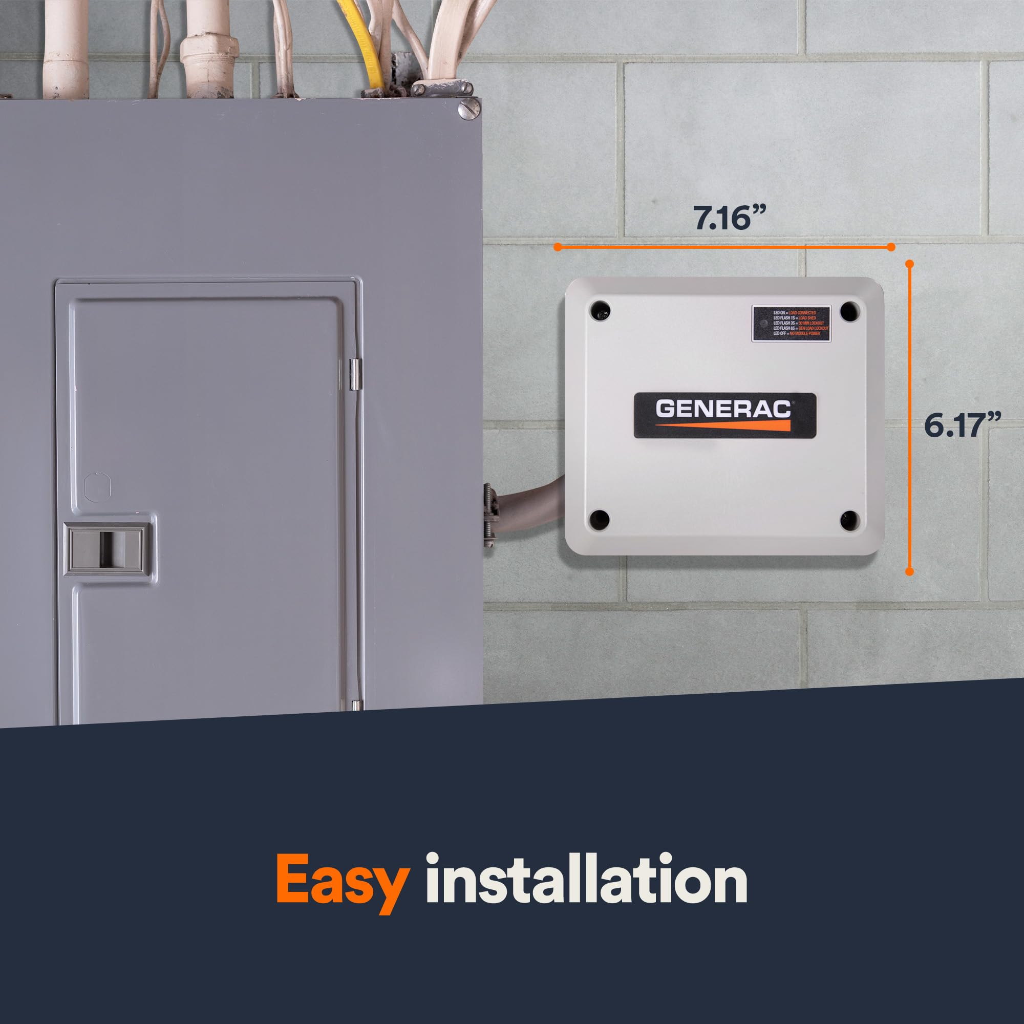 Generac module mounted near electrical panel in backyard showing convenient outdoor placement