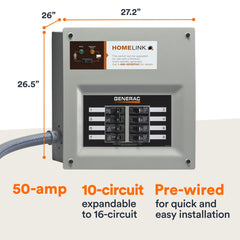 Generac outdoor power inlet box installed on siding providing protected generator connection