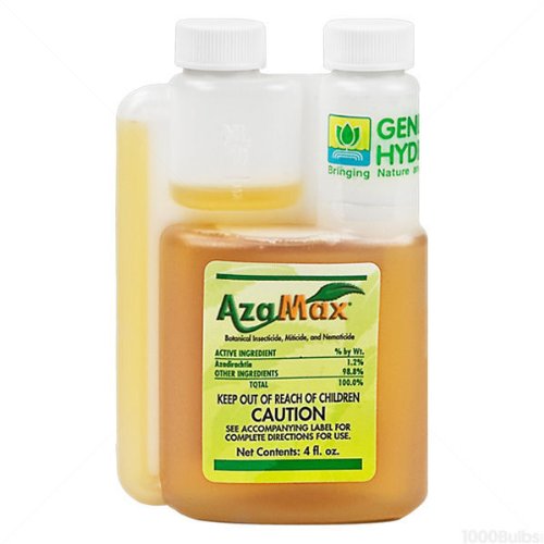 General Hydroponics AzaMax front bottle view showing label and odorless benefit