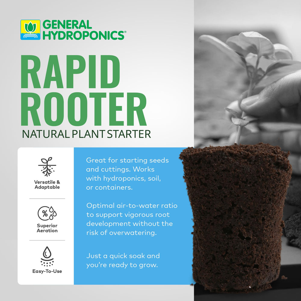 General Hydroponics close-up of plug fiber texture promoting aeration and growth